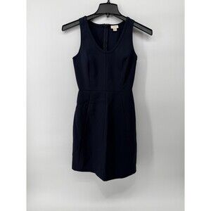 J.Crew Navy Blue Scoop V-Neck Sleeveless Sheath Dress Size 00